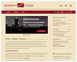 Screenshot of the new website for Speakers Group