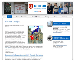 Screenshot of the design for Unifor Local 524