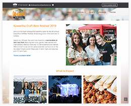Screen capture of the new site design for the Kawartha Craft Beer Festival