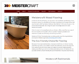 Screen capture of new mobile-friendly site for Meistercraft Wood Flooring