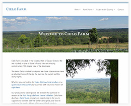 Screenshot of new site design for Cielo Farm