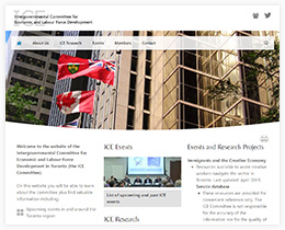 New website for Intergovernmental Committee for Economic and Labour Force Development in Toronto (the ICE Committee)