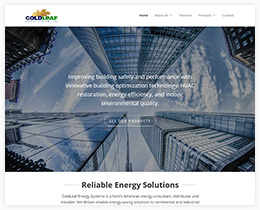 Screen capture of the new design for Gold Leaf Energy Systems