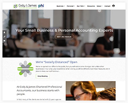 Screenshot of the new site design for Cody & James Chartered Professional Accountants